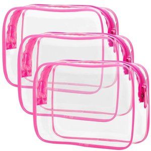 Clear Makeup Bag Zipper 3 Pack Beauty Clear Cosmetic Bag TSA Approved Toiletry
